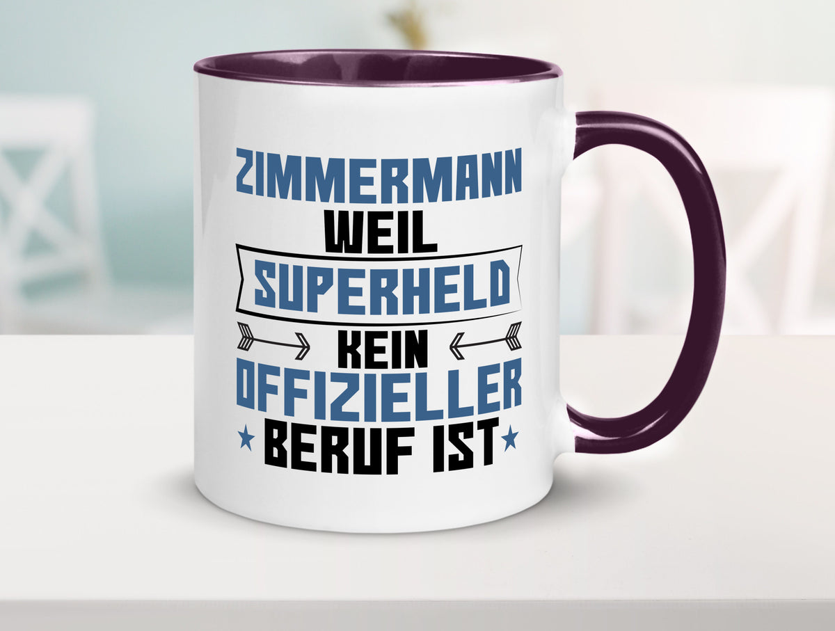 Superheld Zimmermann | Handwerker Holzbau Geschenk Humor Geschenkidee lustiger Tasse