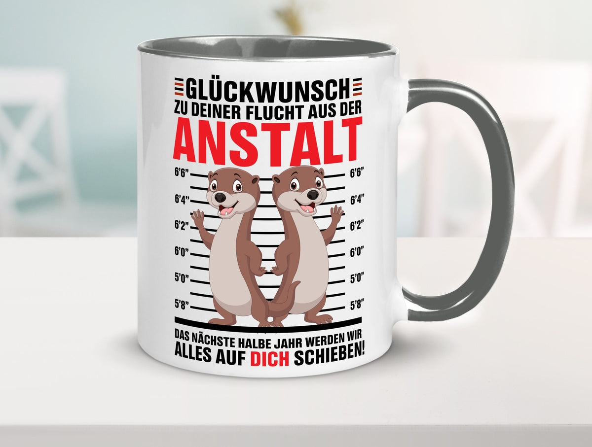 Glückwunch zur Flucht | Jobwechsel Arbeitskollegen Geschenk Arbeit Kollegen Tasse