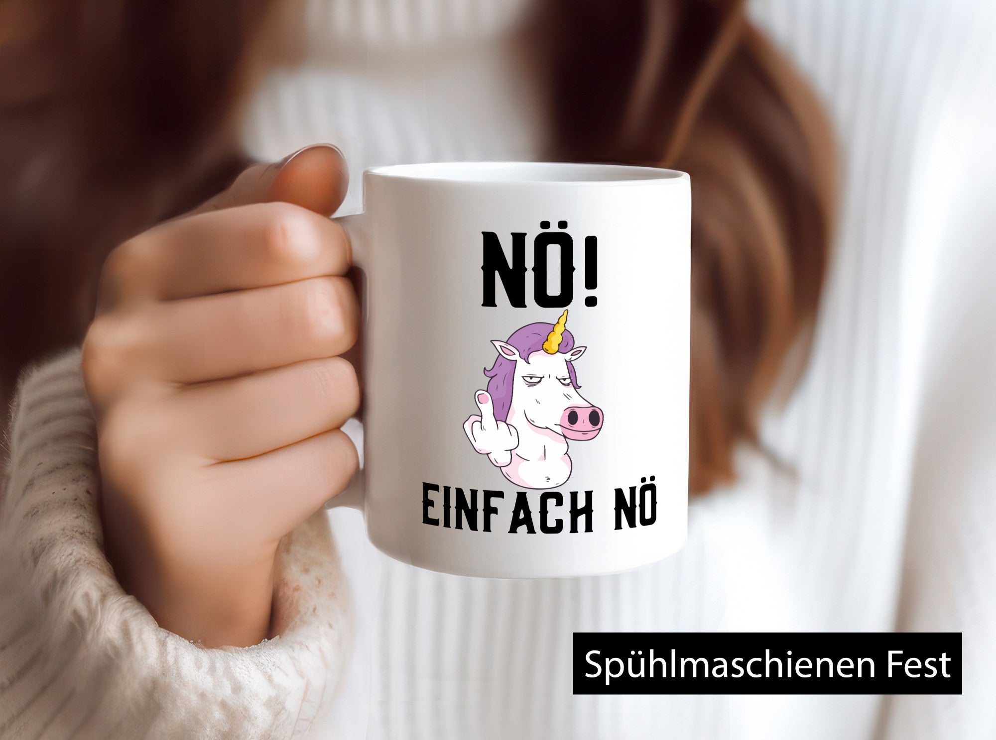Einfach Nö | Keinen Bock Einhorn Mittelfinger Comic Geschenkidee Humor Tasse