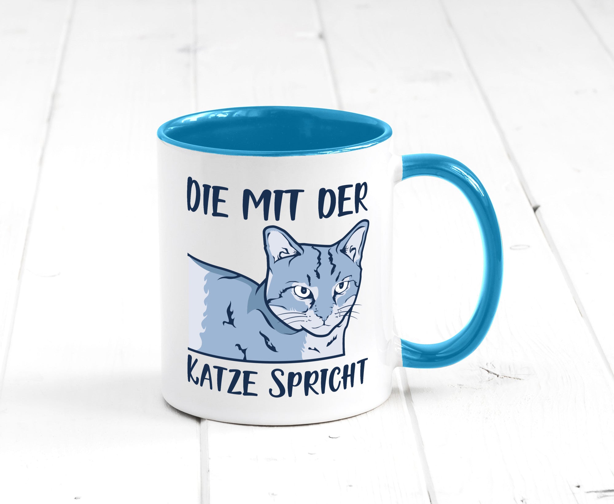 Die mit der Katze spricht | Humor Tierliebhaber Geschenkidee Tasse