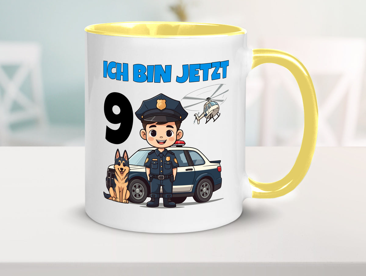 9. Geburtstag | 9 Jahre Polizei Kind Polizeiauto lustig Geschenkidee Geschenk Tasse