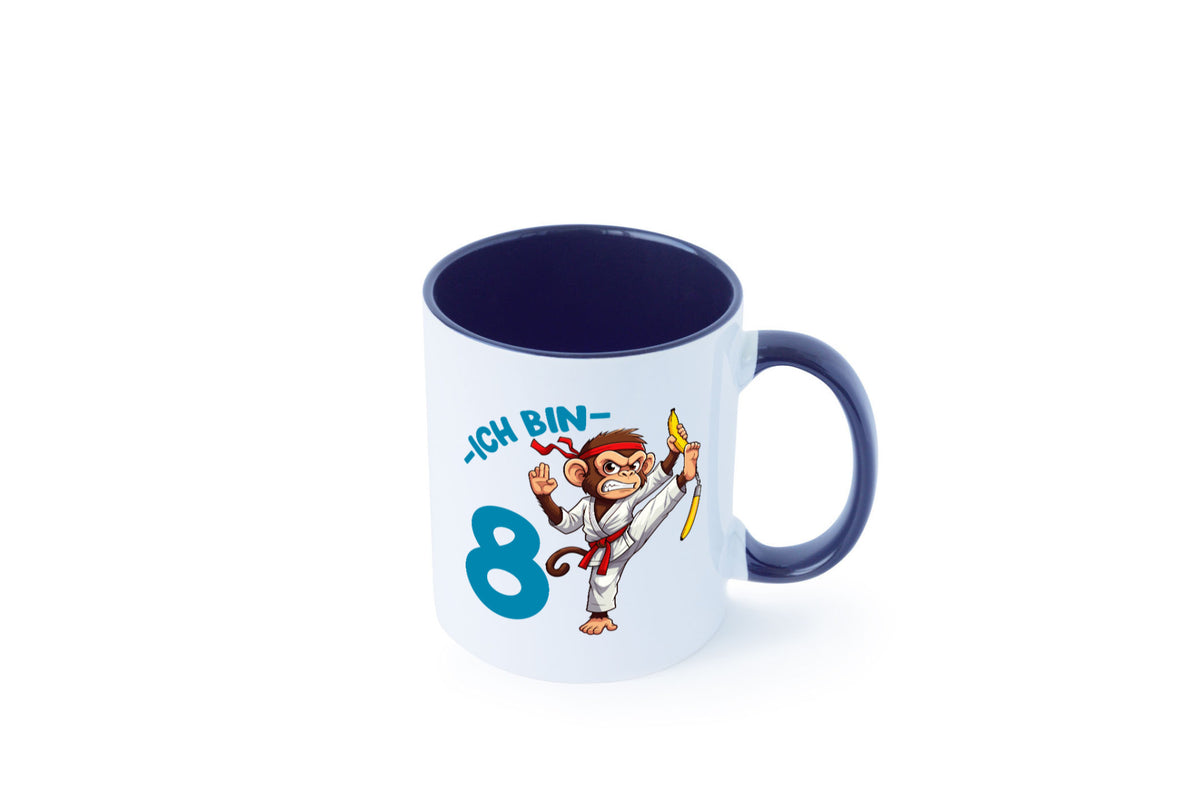 Ich bin 8 | 8. Geburtstag Karate Kampfsport Affe lustiger Spruch Geschenk Tasse