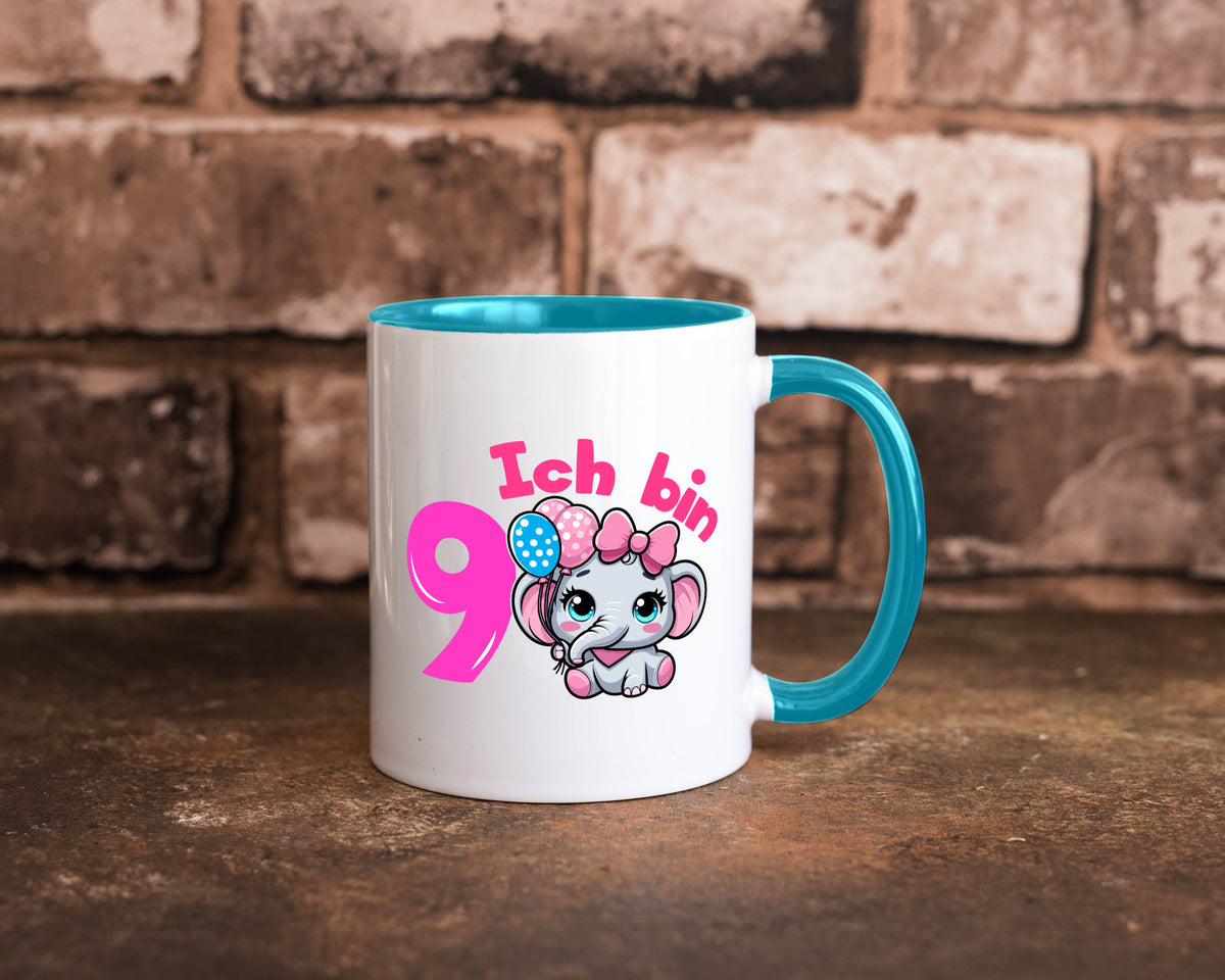 9. Geburtstag | 9 Jahre Elefant Mädchen Geschenk Geschenkidee lustiger Spruch Tasse