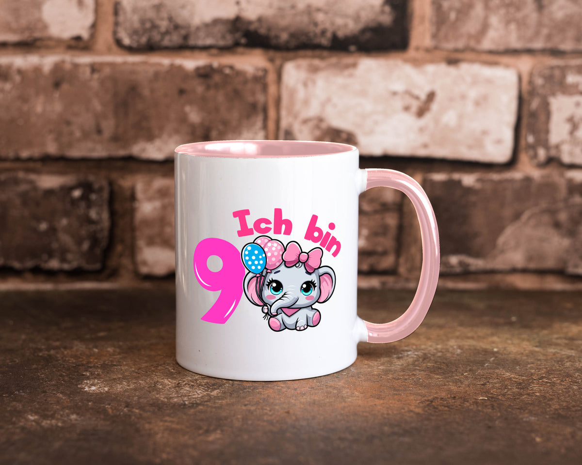 9. Geburtstag | 9 Jahre Elefant Mädchen Geschenk Geschenkidee lustiger Spruch Tasse