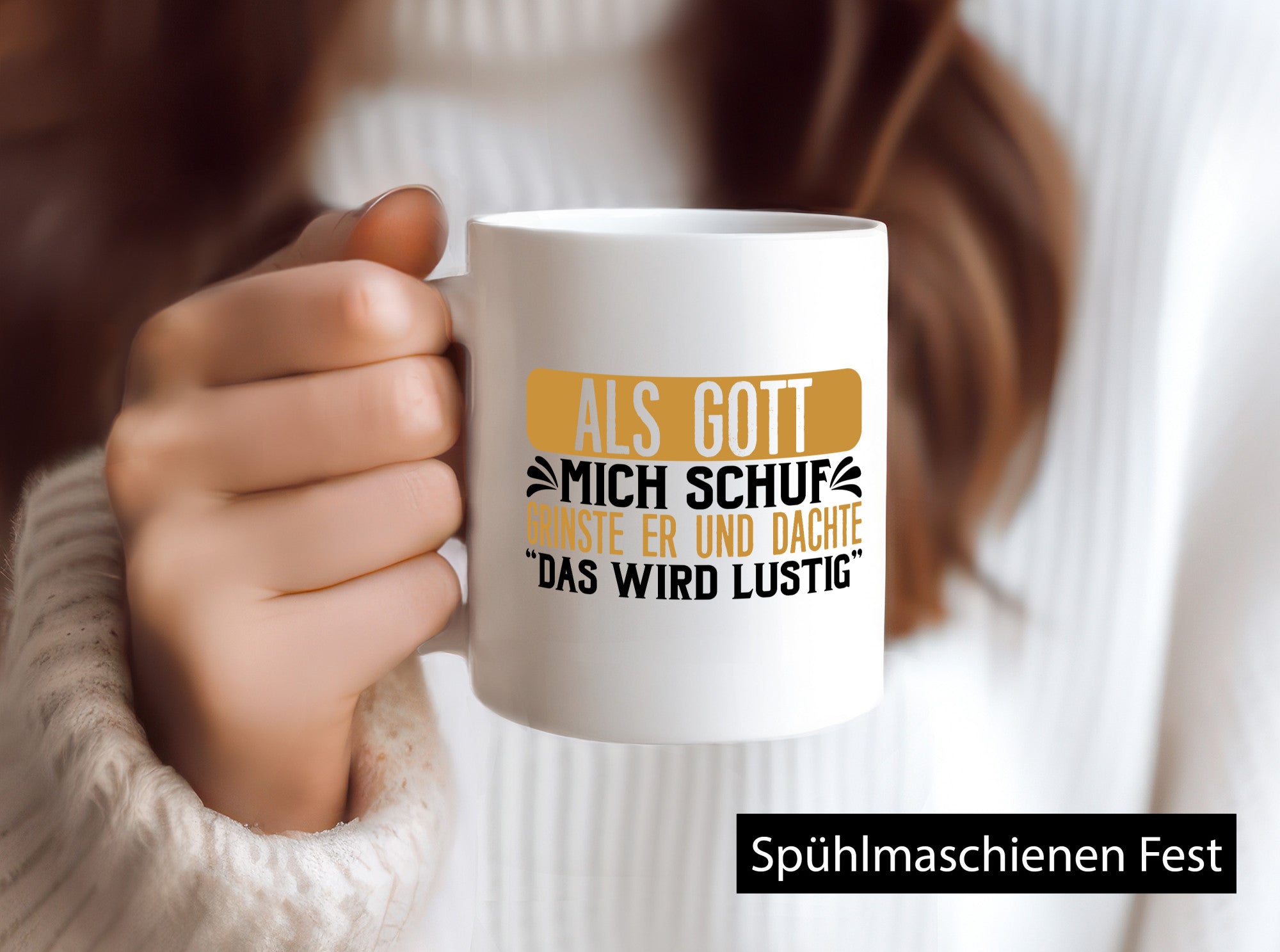 Als Gott mich Schuf Grinste er lustiger Spruch Geschenk Humor Geschenkidee Tasse