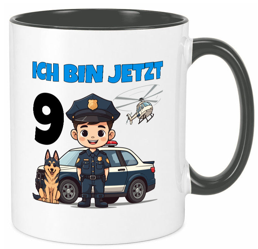 9. Geburtstag | 9 Jahre Polizei Kind Polizeiauto lustig Geschenkidee Geschenk Tasse