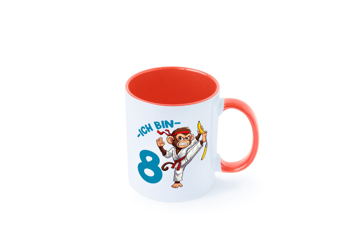 Ich bin 8 | 8. Geburtstag Karate Kampfsport Affe lustiger Spruch Geschenk Tasse