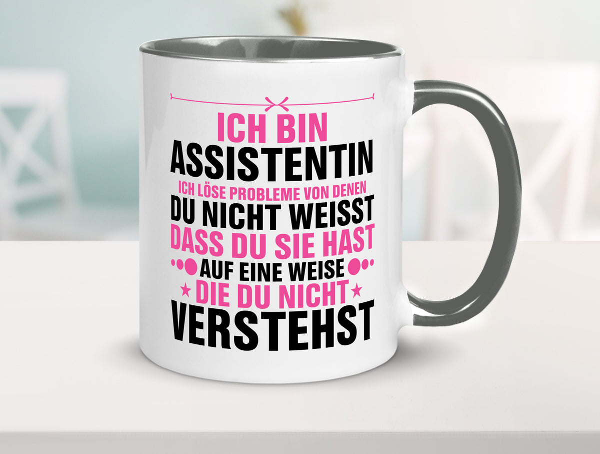 Löse Probleme: Assistentin | Assistenz Hilfskraft lustig Humor Geschenkidee Tasse