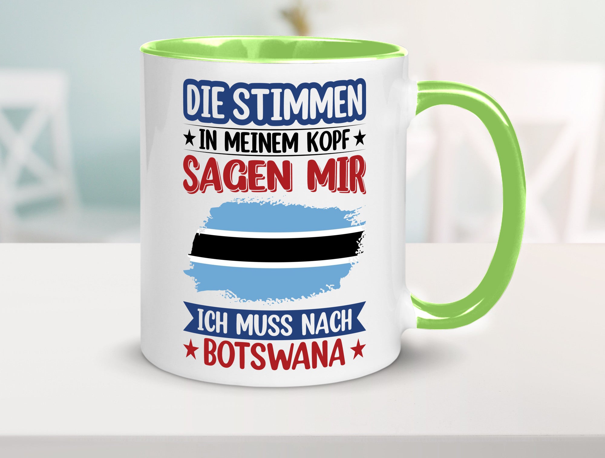 Botswana | Urlaub Stimmen in meinem Kopf Traumland Geschenkidee Humor Tasse