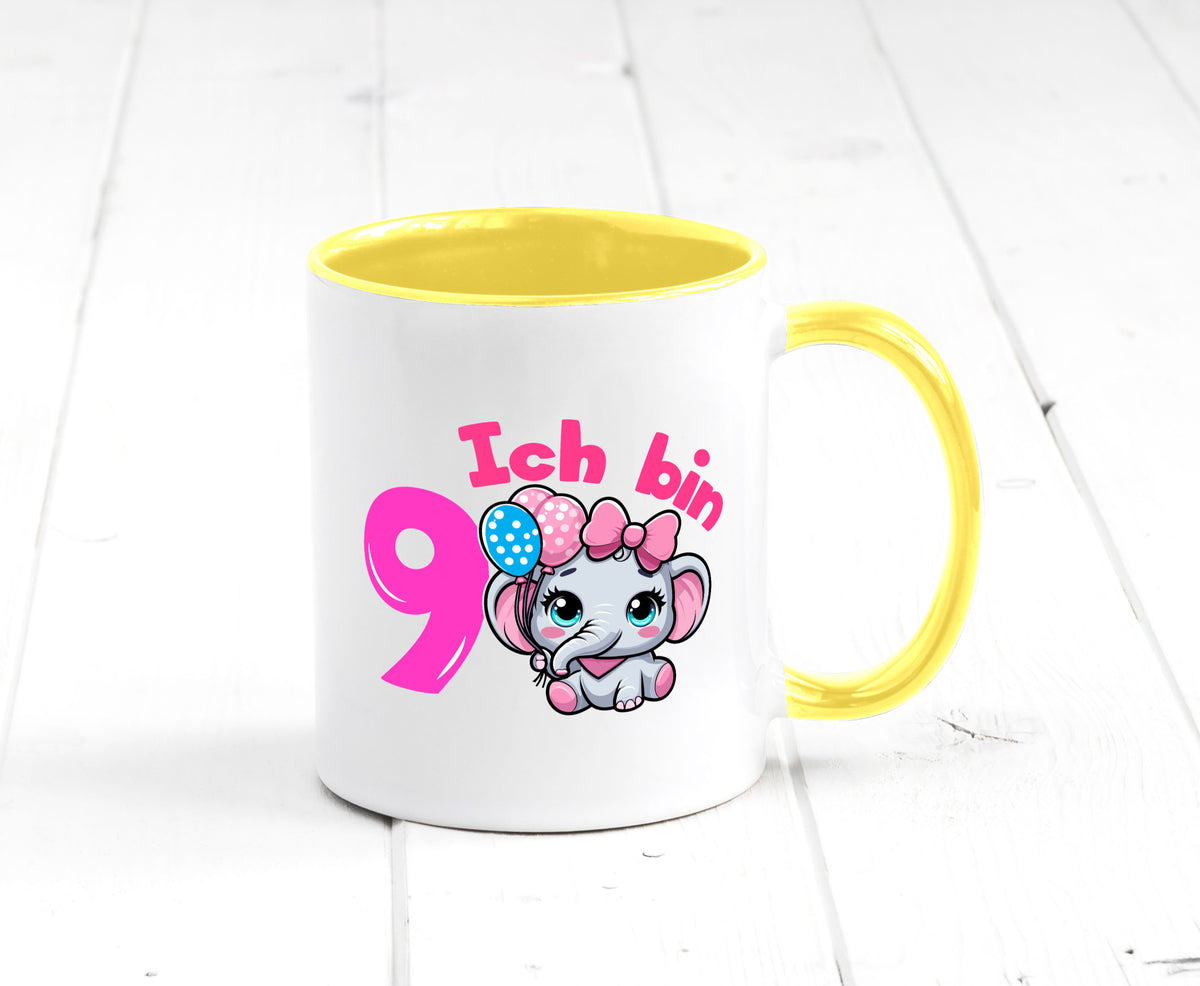 9. Geburtstag | 9 Jahre Elefant Mädchen Geschenk Geschenkidee lustiger Spruch Tasse