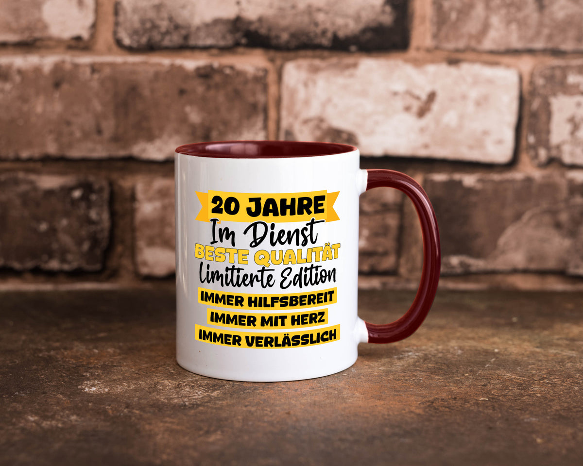 20 Jahre im Dienst | Jubiläum Arbeit v8 Geschenkidee Kollegen Büro Humor Tasse