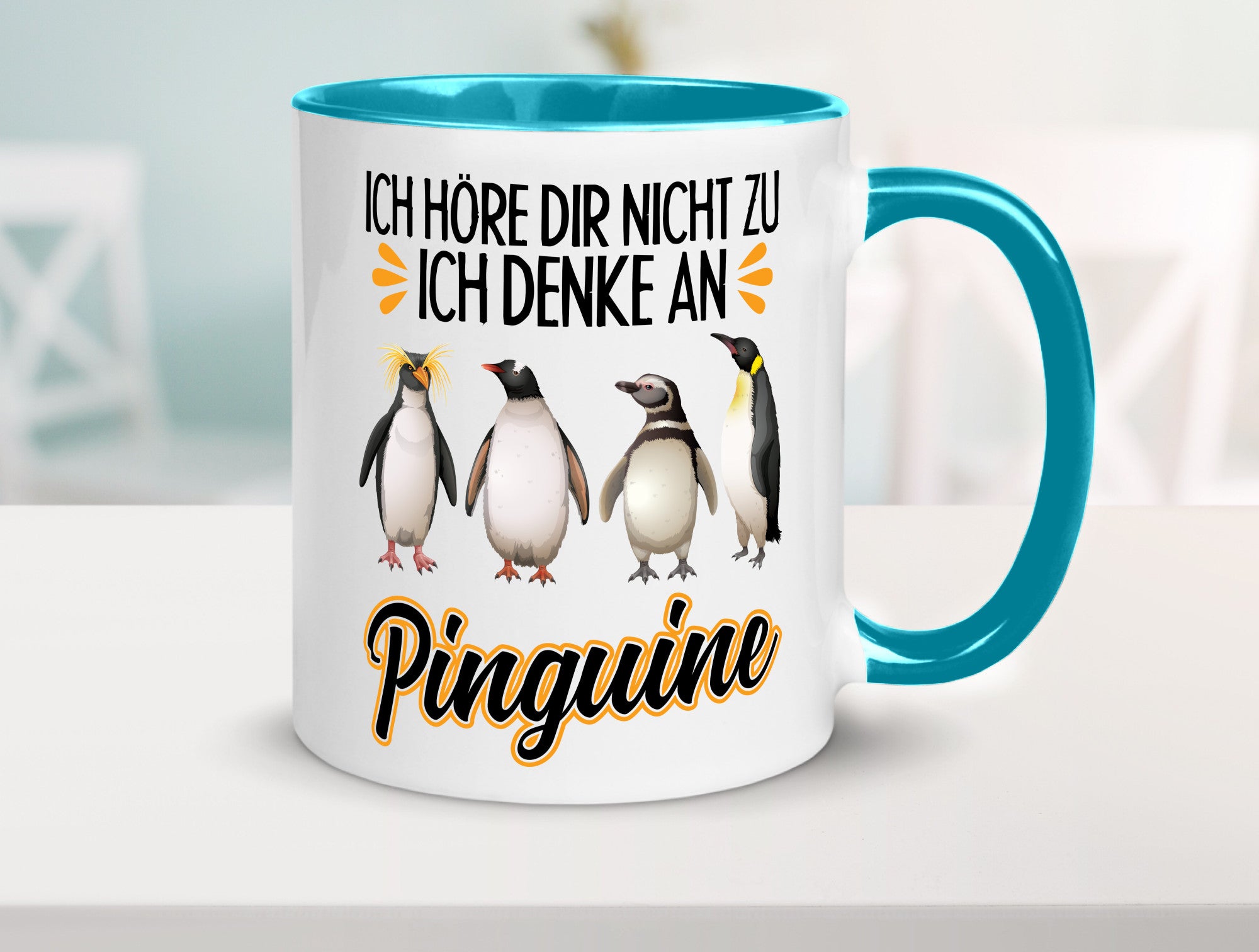 Ich denke an Pinguine Geschenkidee Humor Tasse