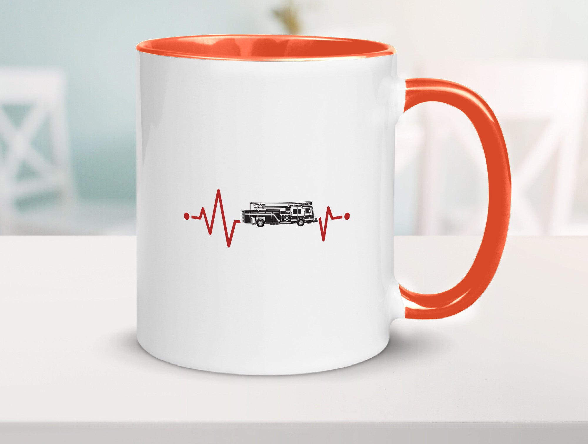 Herzschlag | Feuerwehrfahrzeug Feuerwehr Humor Geschenkidee Tasse