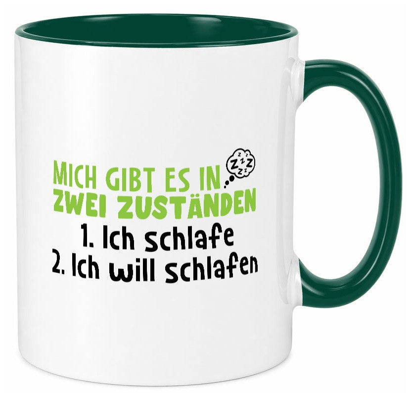 Zwei Zustände | Schlaf Faulpelz Schlafmütze Müdigkeit lustig Humor Geschenkidee Tasse