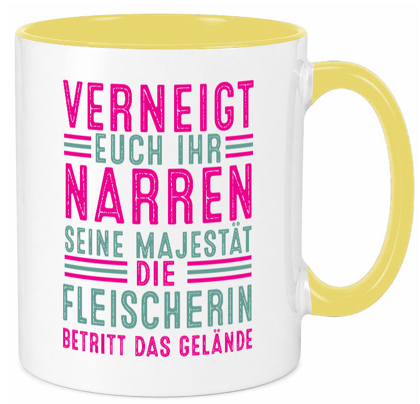Verneigt euch: Fleischerin | Schlachterei v2 Geschenkidee Humor Tasse