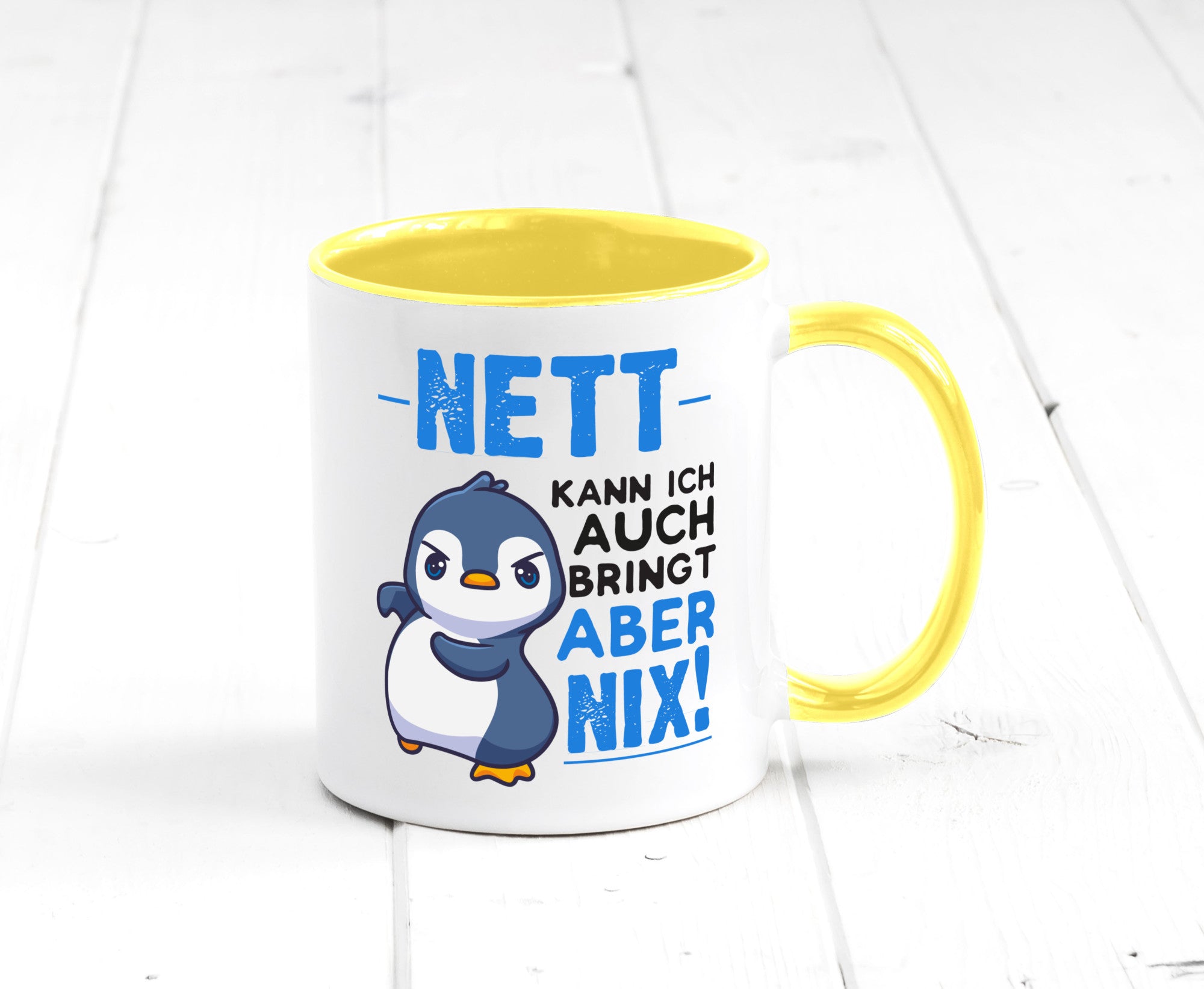 Nett kann ich auch | lustige Spruchtasse Pinguin Geschenk Humor Geschenkidee