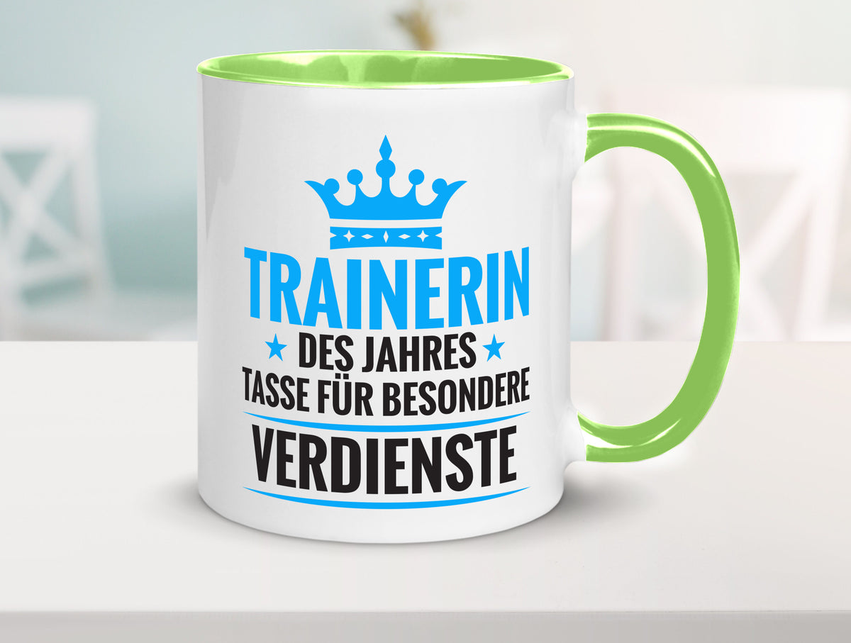 Besonderer Verdienst: Trainerin | Sportverein Humor Geschenk Geschenkidee Tasse