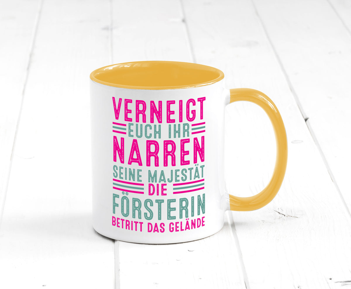 Verneigt euch: Försterin | Forst Arbeit v2 Geschenkidee Kollegen Büro Humor Tasse