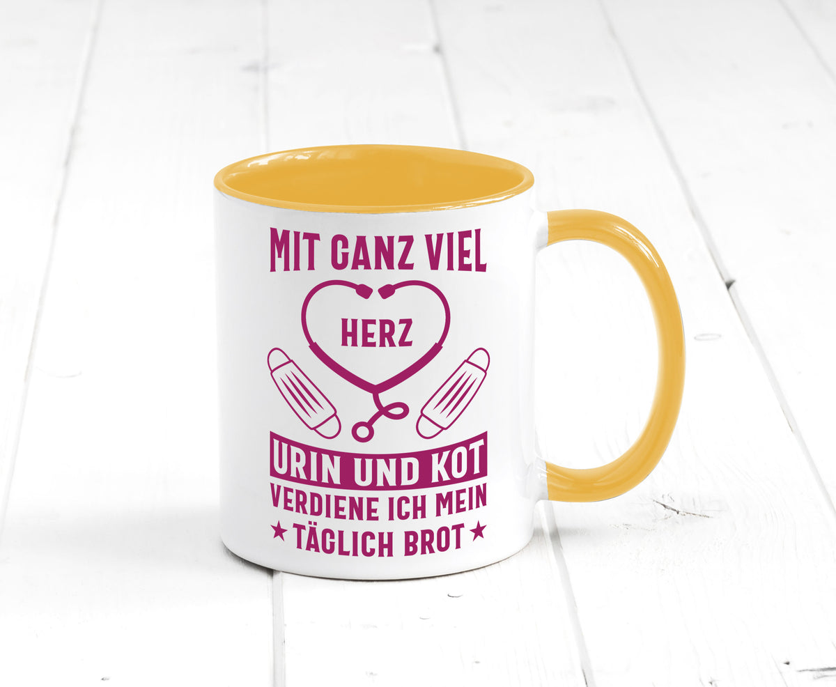 Herz, Urin, Kot, damit verdien ich mein Brot | Stethoskop Geschenk Humor Tasse