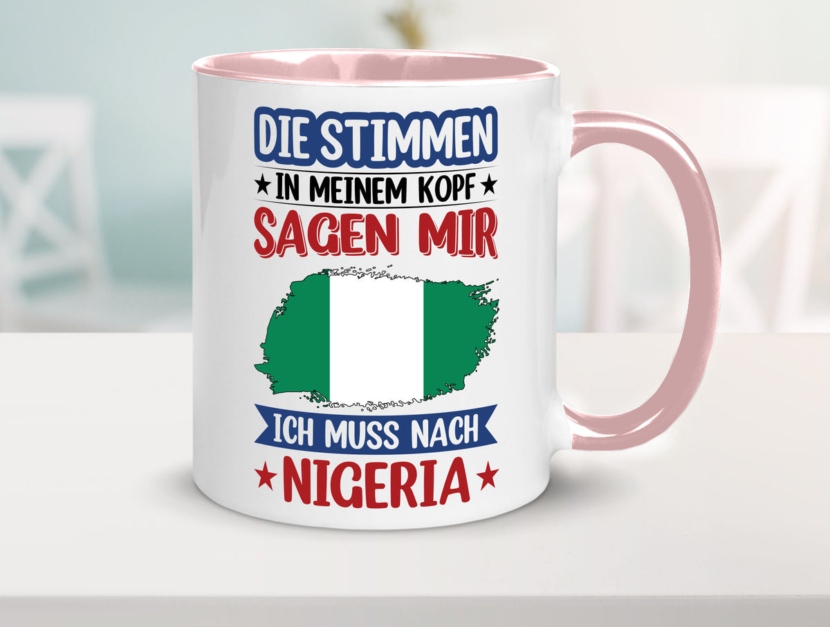 Nigeria | Urlaub Stimmen in meinem Kopf Traumland Geschenk Humor Geschenkidee Tasse