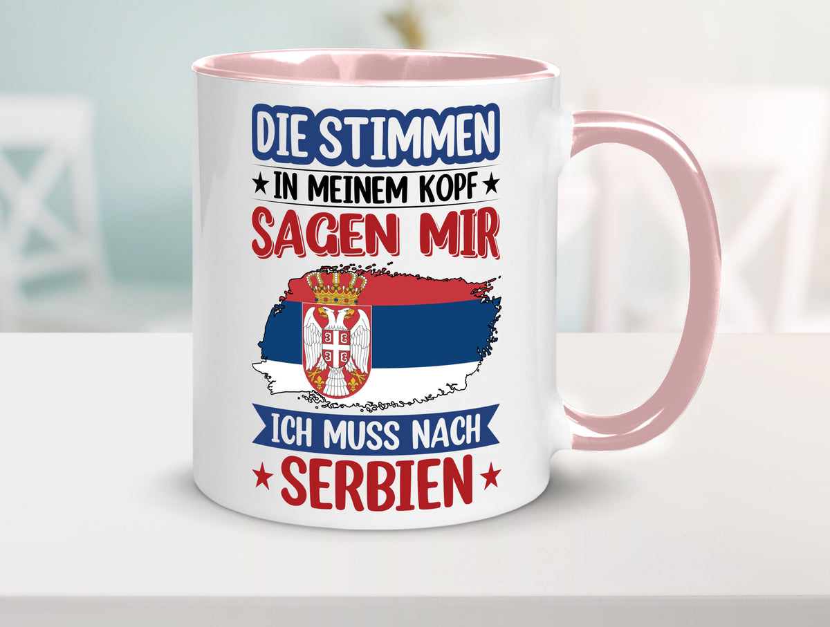 Serbien | Urlaub Stimmen in meinem Kopf Traumland v2 Geschenk Humor Tasse