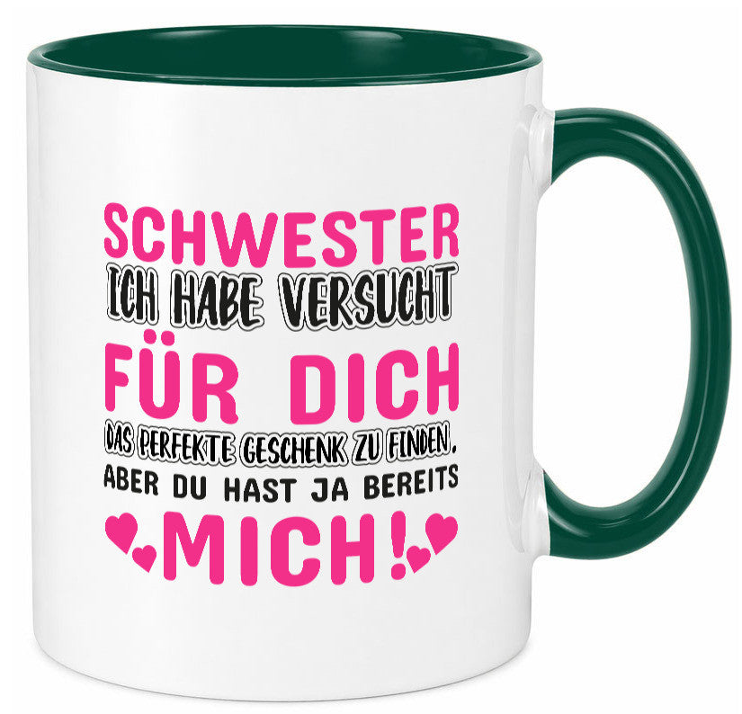 Schwester Tasse | lustiger Spruch Geschwisterliebe v2 Humor Geschenkidee