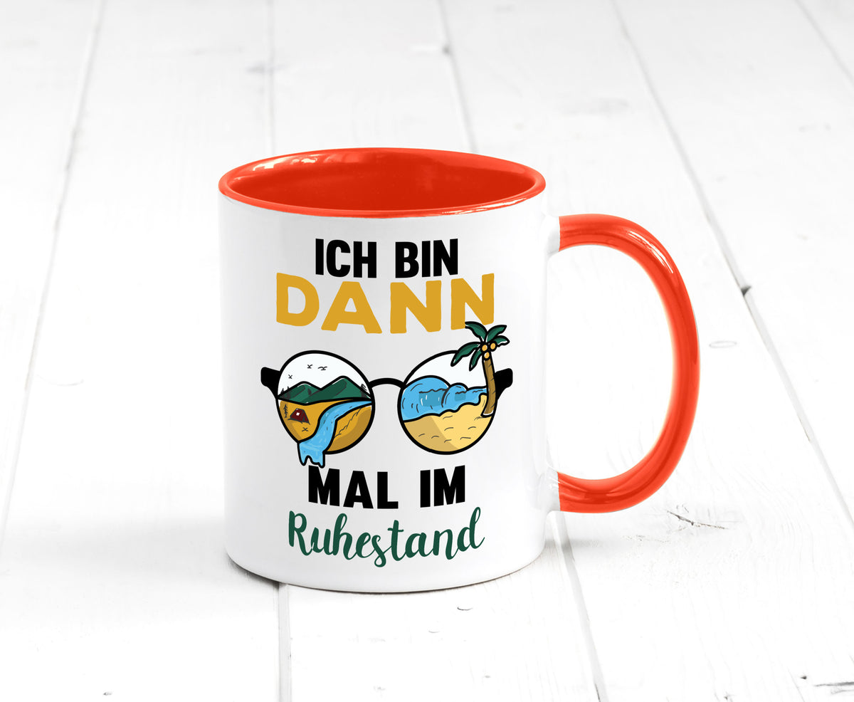 Bin dann mal im Ruhestand | Sonnenbrille Palme Meer lustig Jubiläum Geschenk Tasse