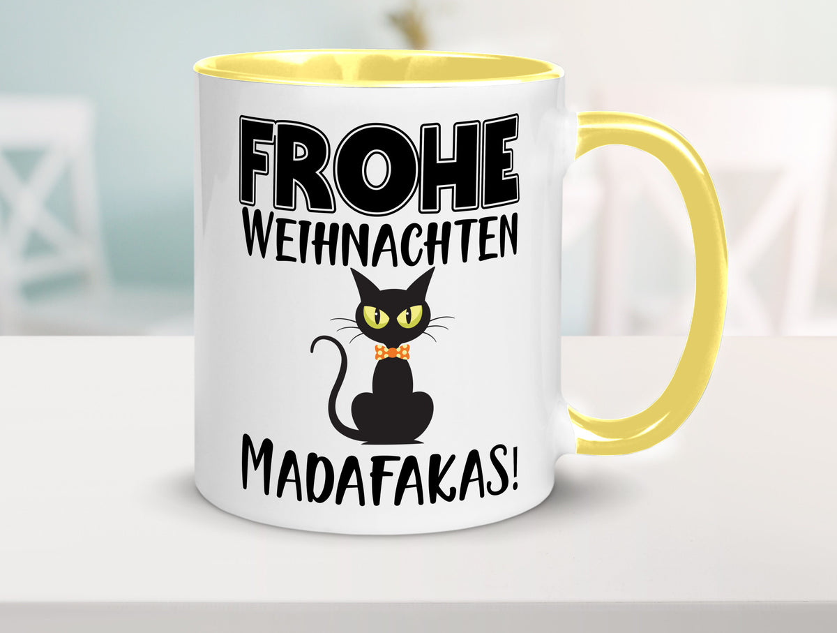 Frohe Weihnachten Madafakas! | Katze Tasse Vintage lustiger Spruch Geschenk