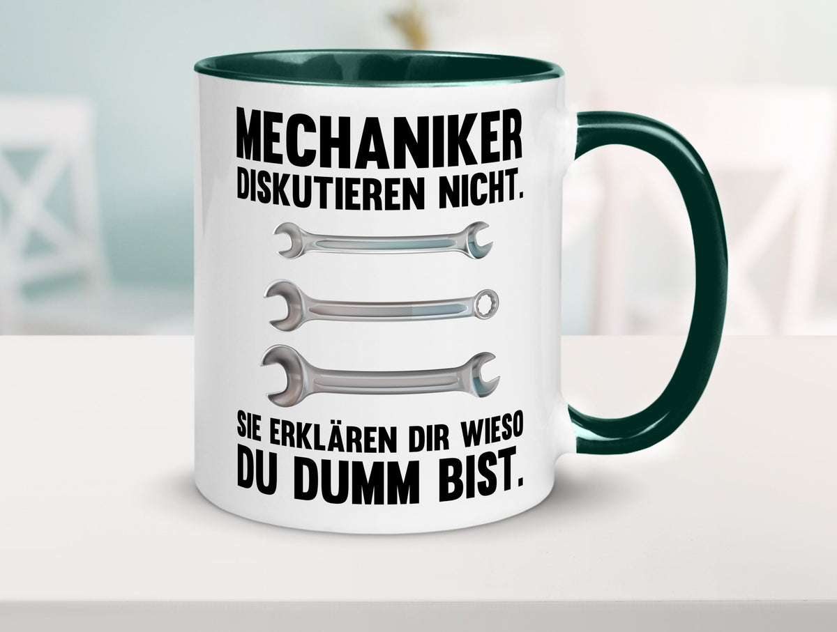 Mechaniker Diskutieren nicht sie erklären nur wieso Geschenkidee Tierliebhaber Tasse