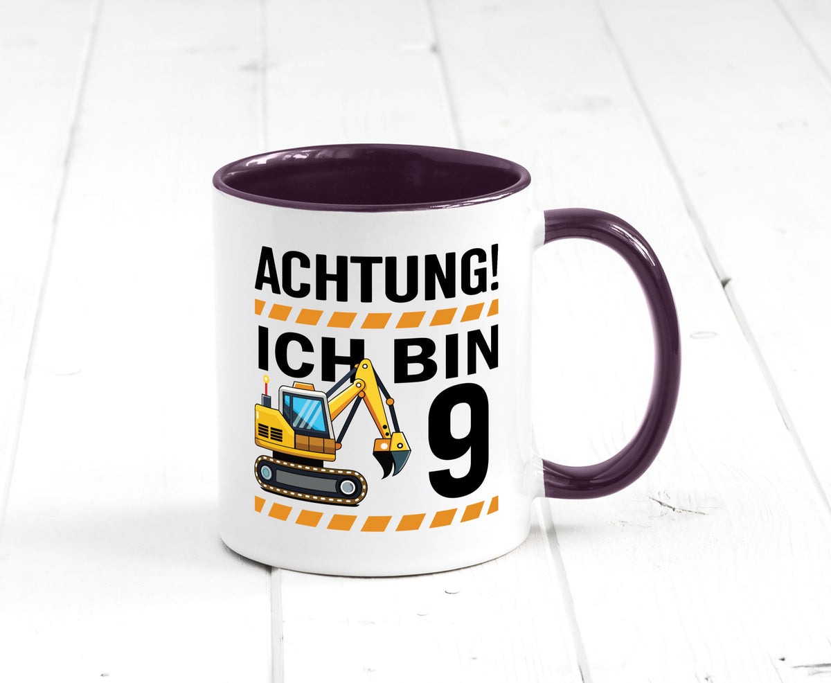 9 Geburtstag Ich bin | Bagger Junge lustiger Spruch Geschenk Geschenkidee Tasse