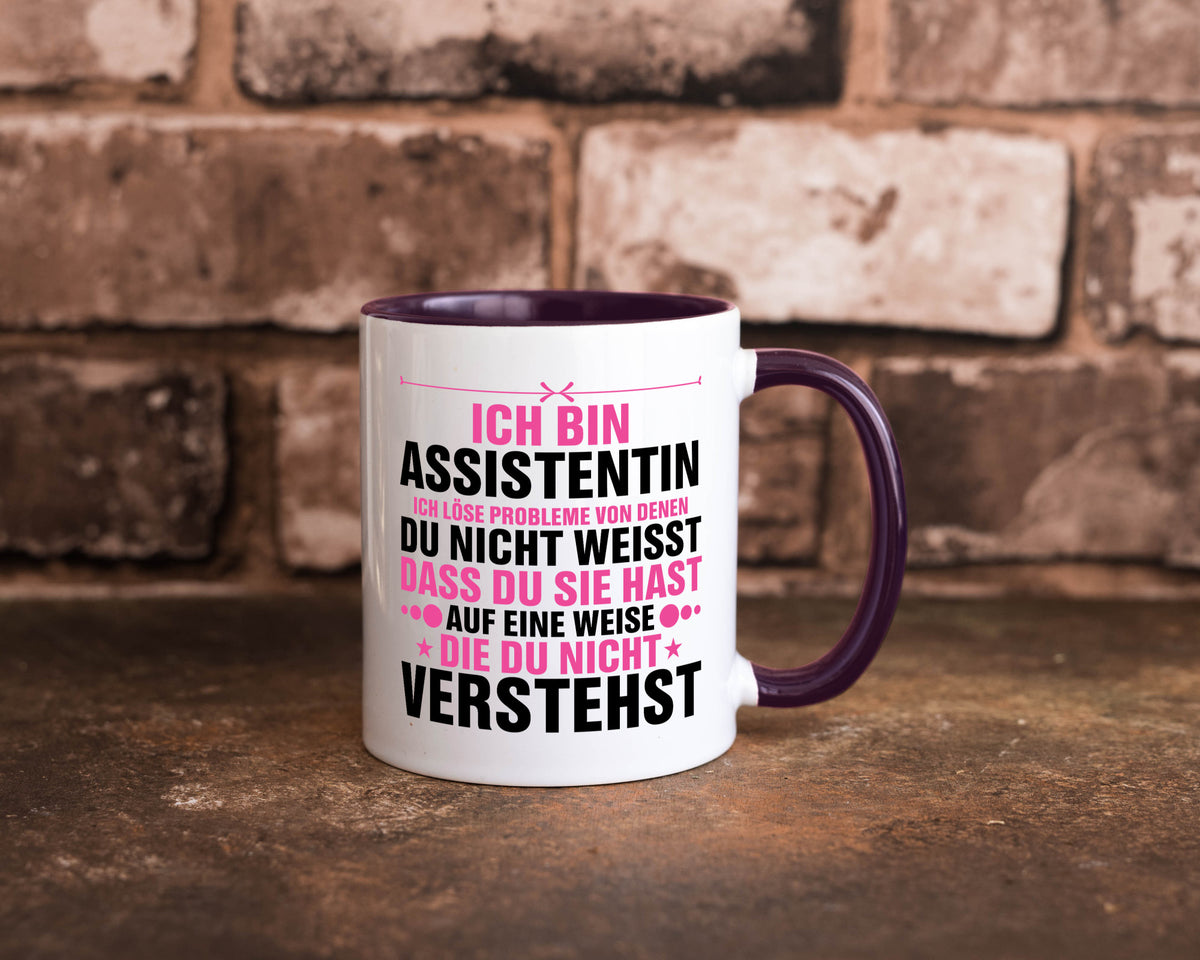 Löse Probleme: Assistentin | Assistenz Hilfskraft lustig Humor Geschenkidee Tasse