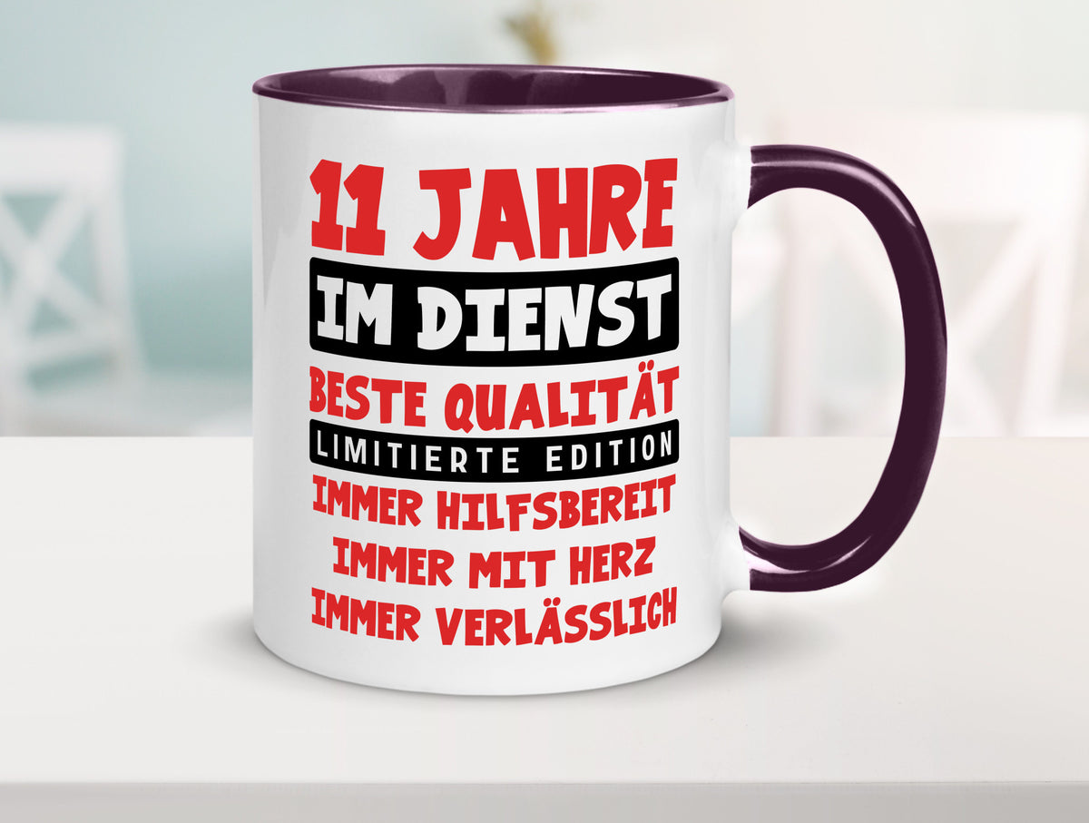 11 Jahre im Dienst | Jubiläum Arbeit v9 Geschenkidee Kollegen Büro Humor Tasse