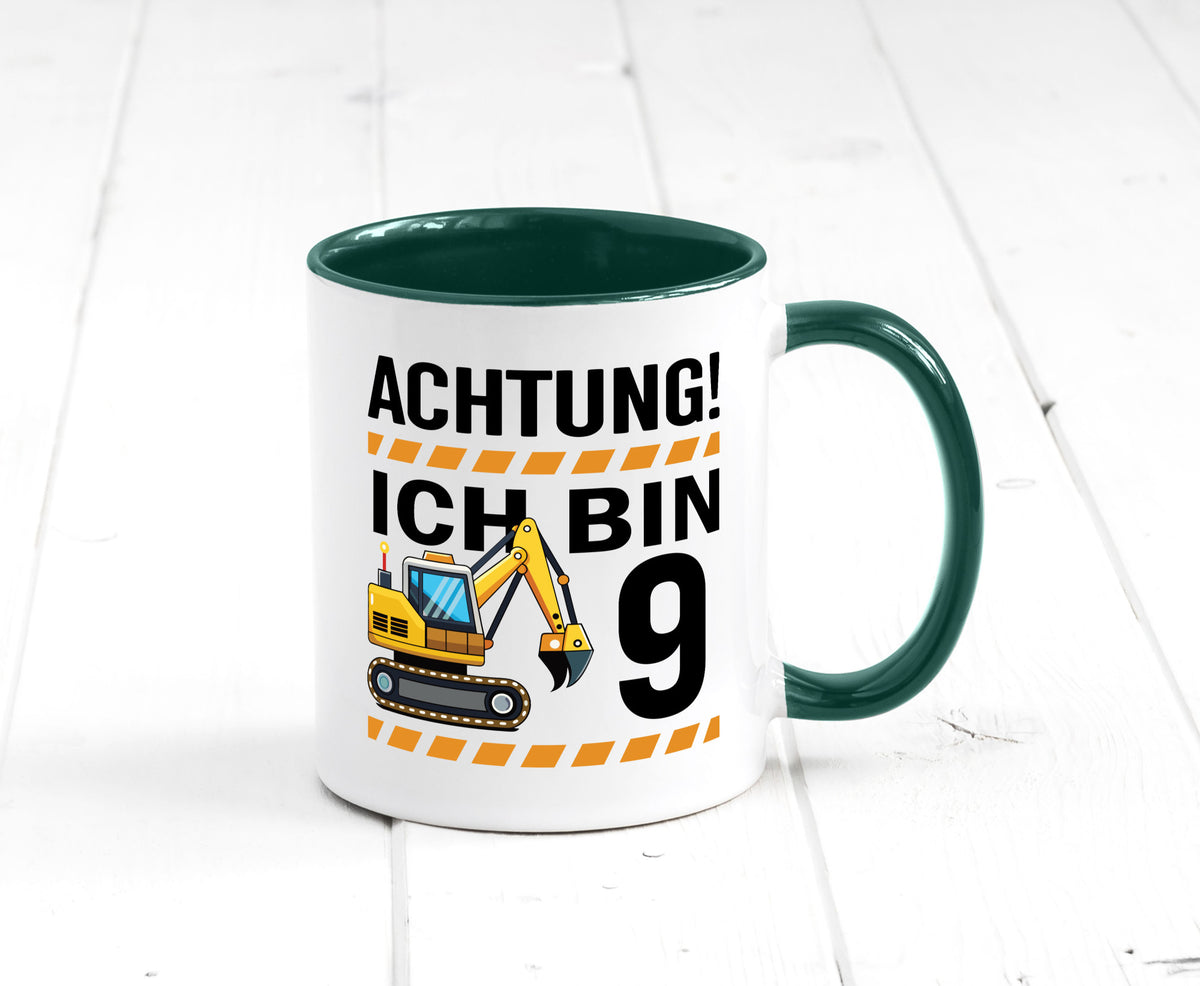 9 Geburtstag Ich bin | Bagger Junge lustiger Spruch Geschenk Geschenkidee Tasse