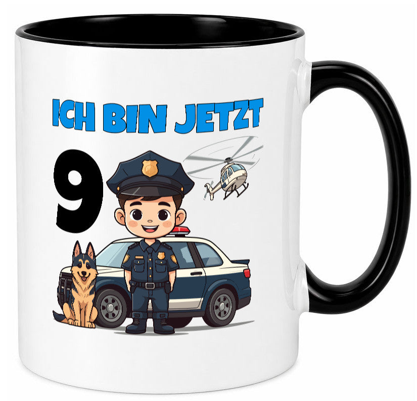 9. Geburtstag | 9 Jahre Polizei Kind Polizeiauto lustig Geschenkidee Geschenk Tasse