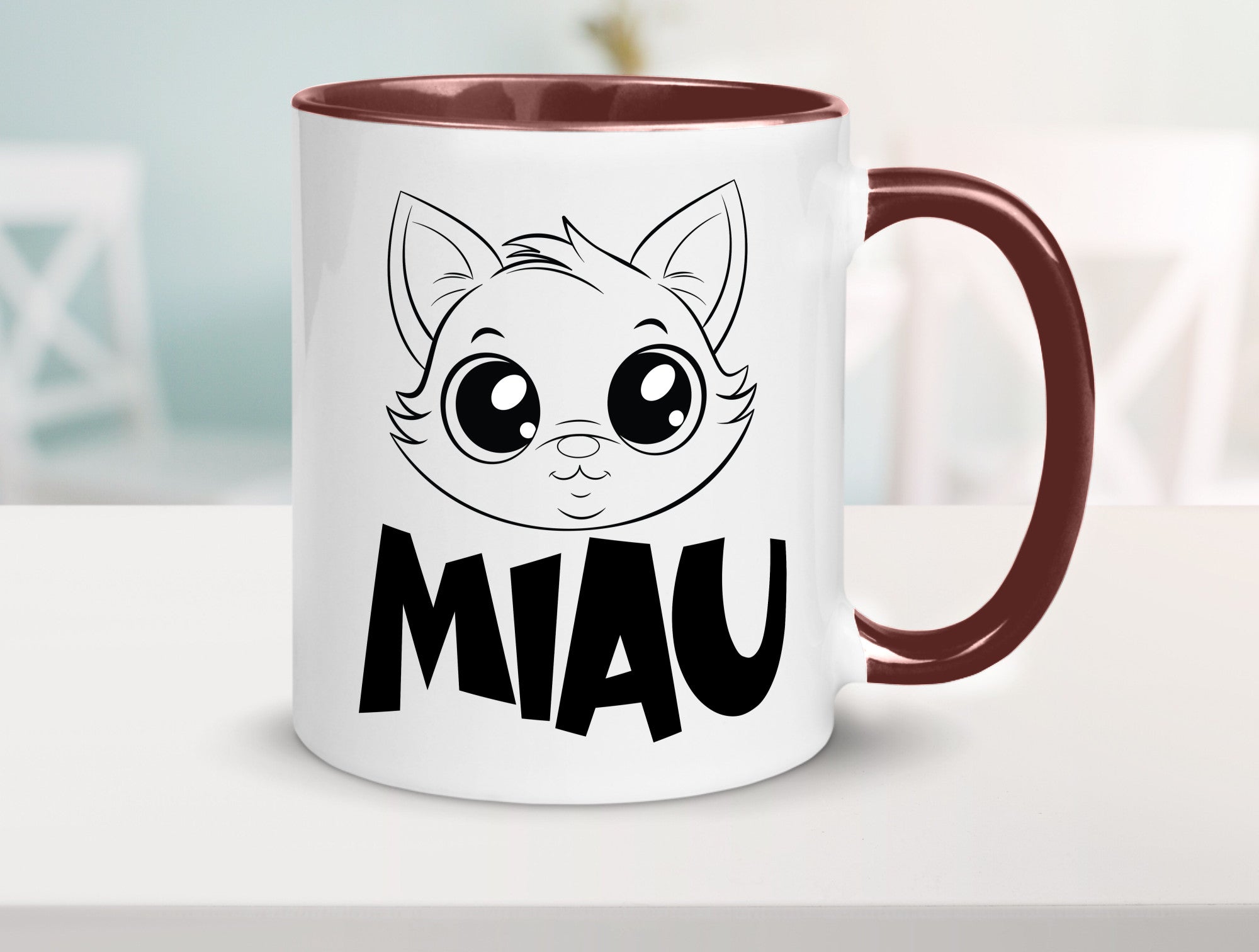 Miau | Katze Geschenkidee Tierliebhaber Humor Tasse