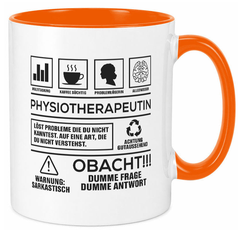 Achtung Probleme Physiotherapeutin v2 lustig Humor Geschenkidee Geschenk Tasse