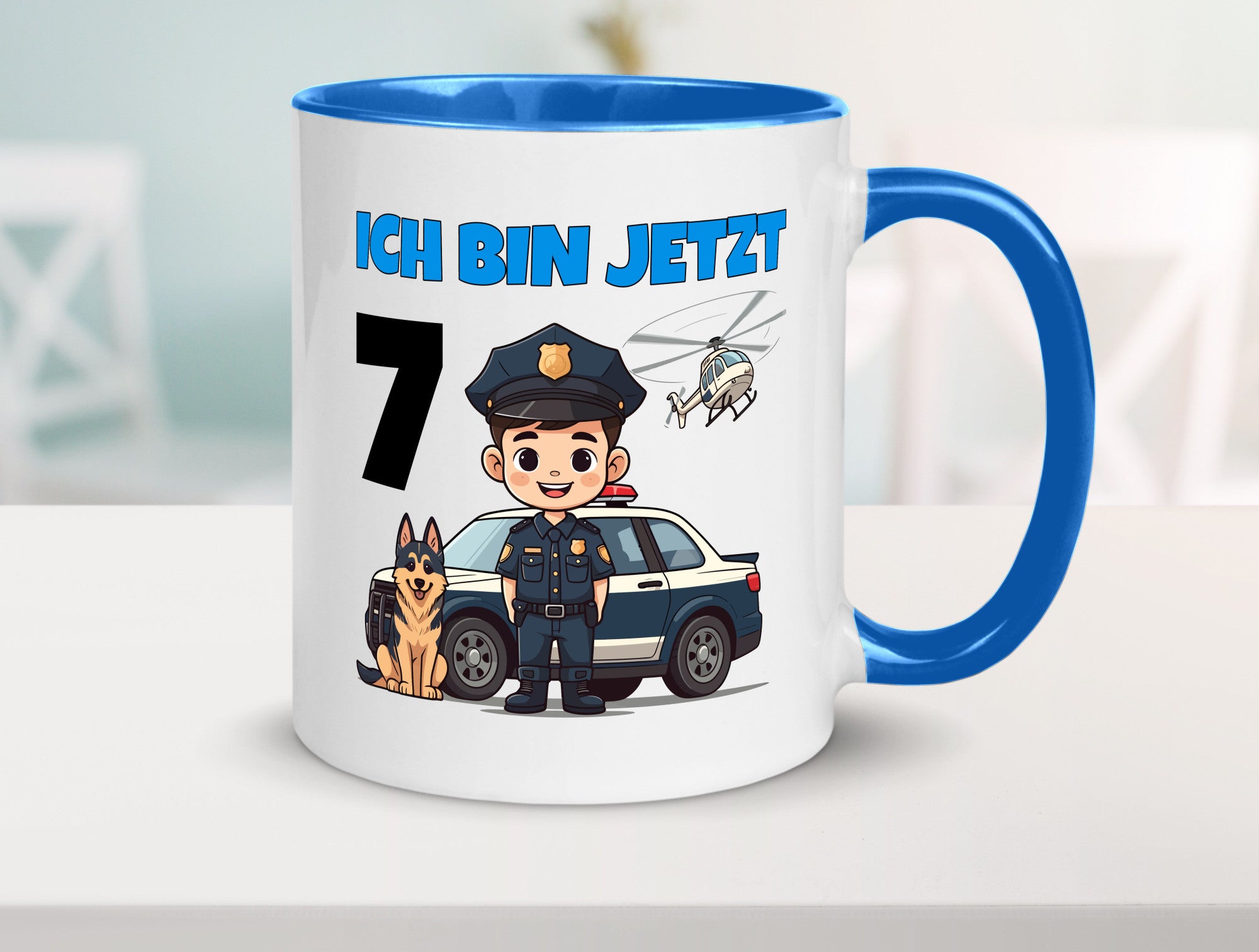 7. Geburtstag | 7 Jahre Polizei Kind Polizeiauto Humor Geschenkidee Tasse
