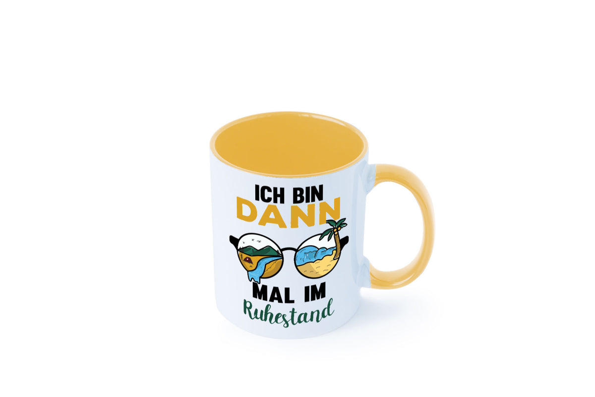 Bin dann mal im Ruhestand | Sonnenbrille Palme Meer lustig Jubiläum Geschenk Tasse