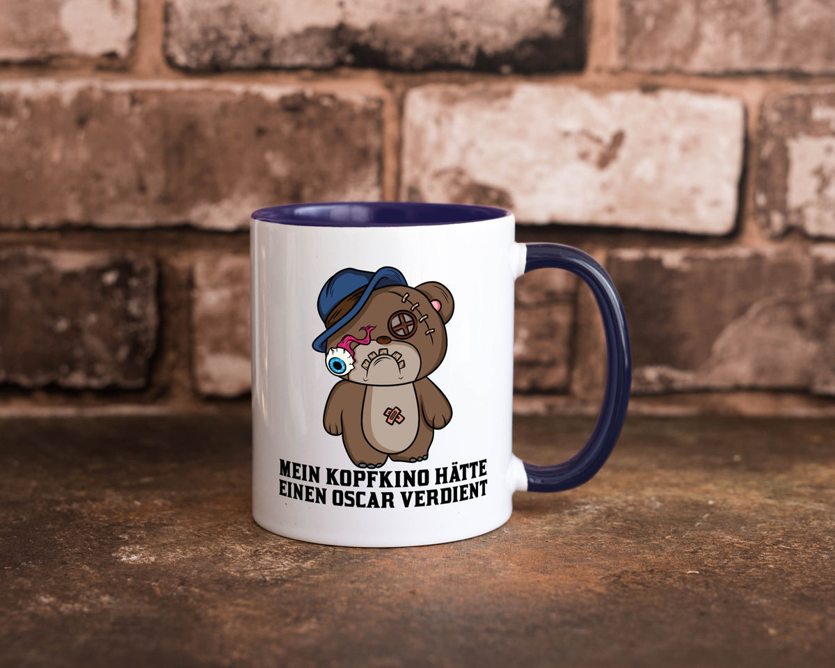 Mein Kopfkino hätte Oscar verdient | kaputter Bär Comic lustiger Spruch Tasse