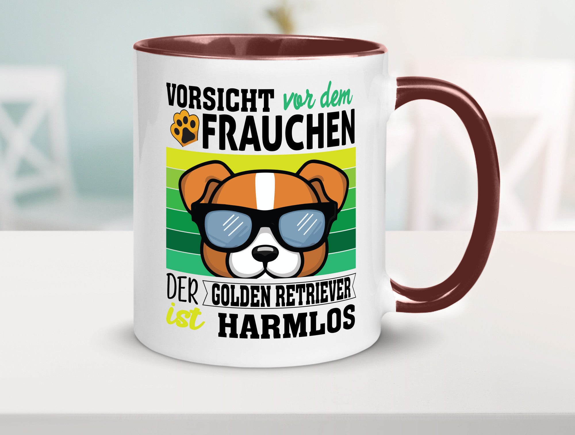 Vorsicht vor dem Frauchen Golden Retriever ist Harmlos lustiger Spruch Geschenk