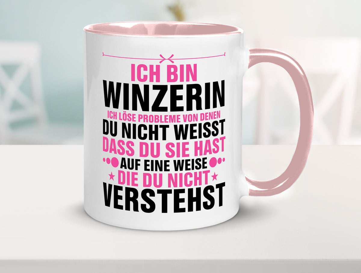Löse Probleme: Winzerin | Weinbauer Wein Humor Geschenkidee Tasse