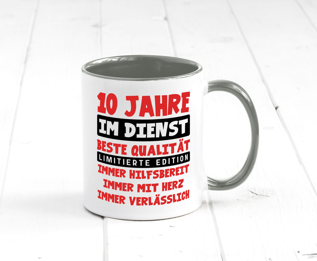 10 Jahre im Dienst | Jubiläum Arbeit v9 lustig Kollegen Büro Geschenk Tasse