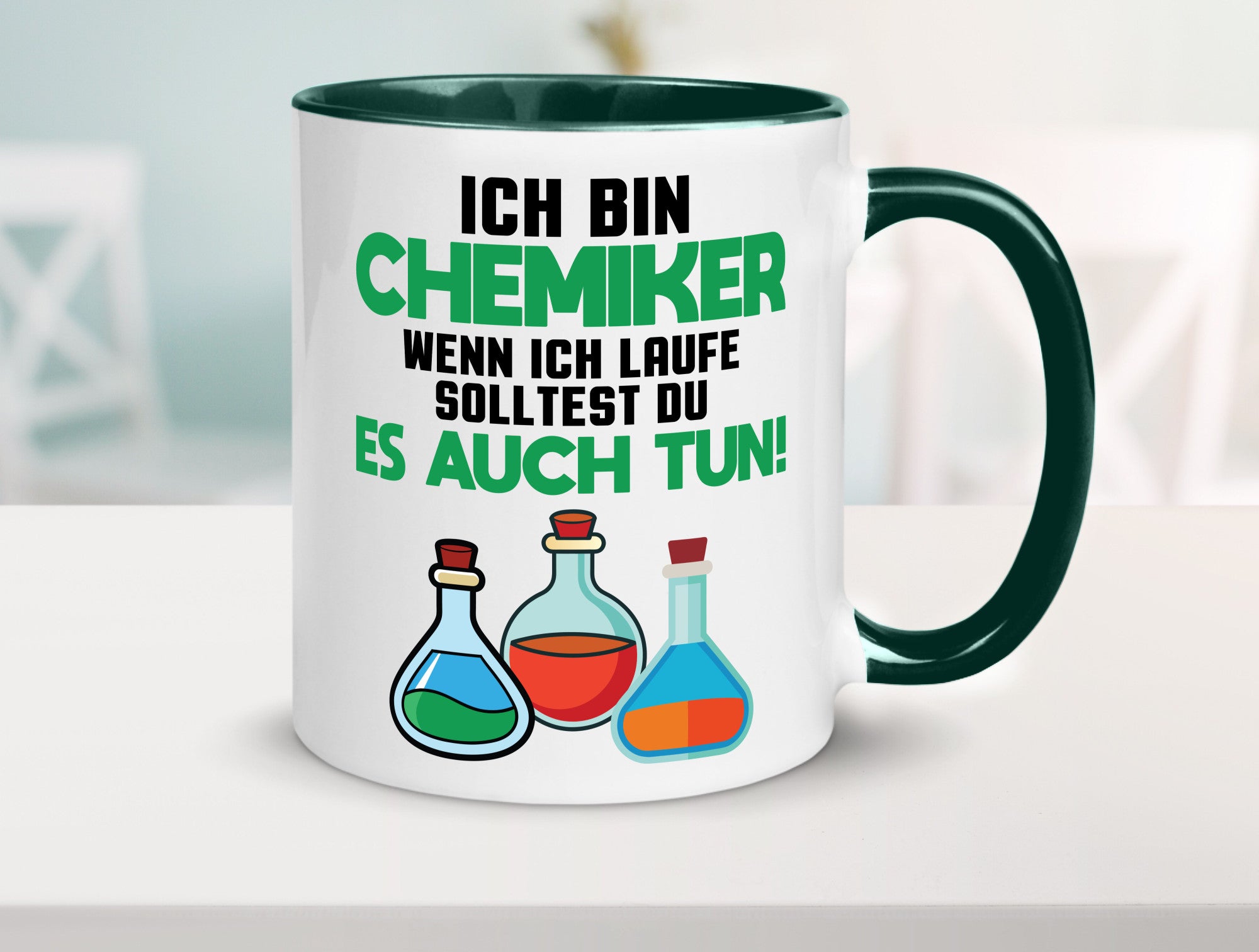 Ich bin chemiker wnen laufe solltest du es auch tun Humor Geschenkidee Tasse