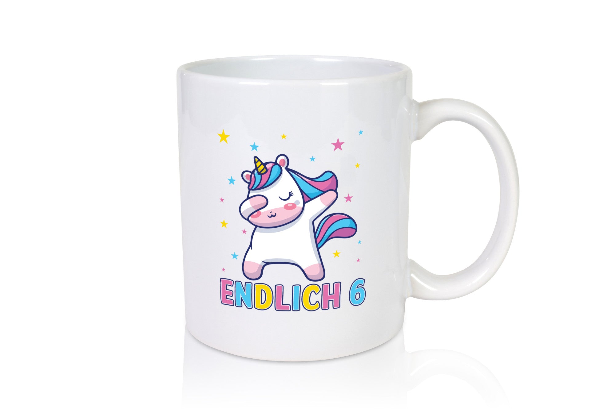 Endlich 6 | Einhorn Sterne lustiger Spruch Geschenk Humor Geschenkidee Tasse