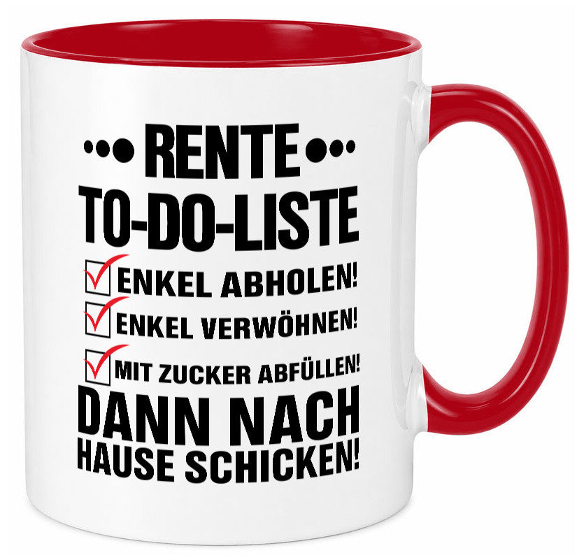 Rente To-Do-Liste | Rentner Tasse Enkel verwöhnen Geschenk Ruhestand Jubiläum