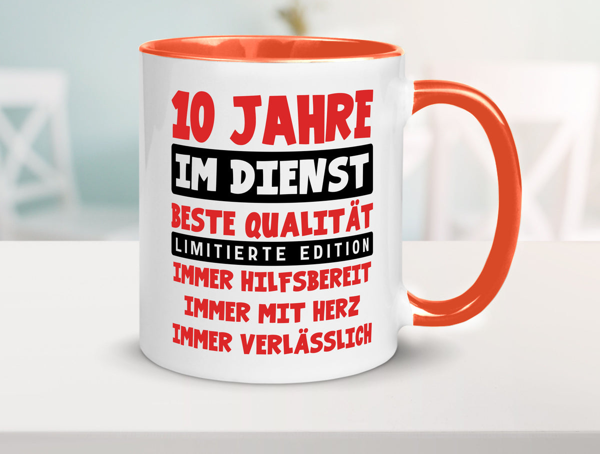 10 Jahre im Dienst | Jubiläum Arbeit v9 lustig Kollegen Büro Geschenk Tasse