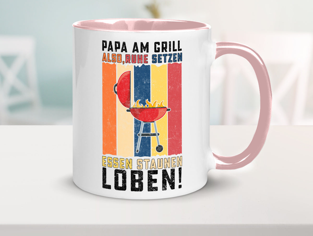 Papa am Grill | Grillmeister BBQ Grillabend v2 Geschenkidee Humor Tasse
