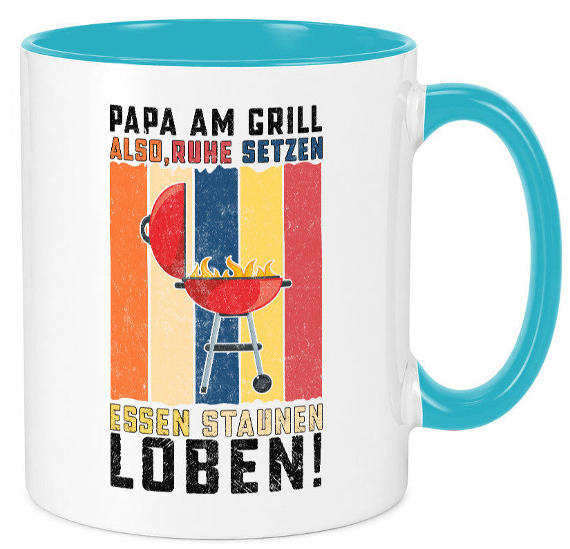 Papa am Grill | Grillmeister BBQ Grillabend v2 Geschenkidee Humor Tasse