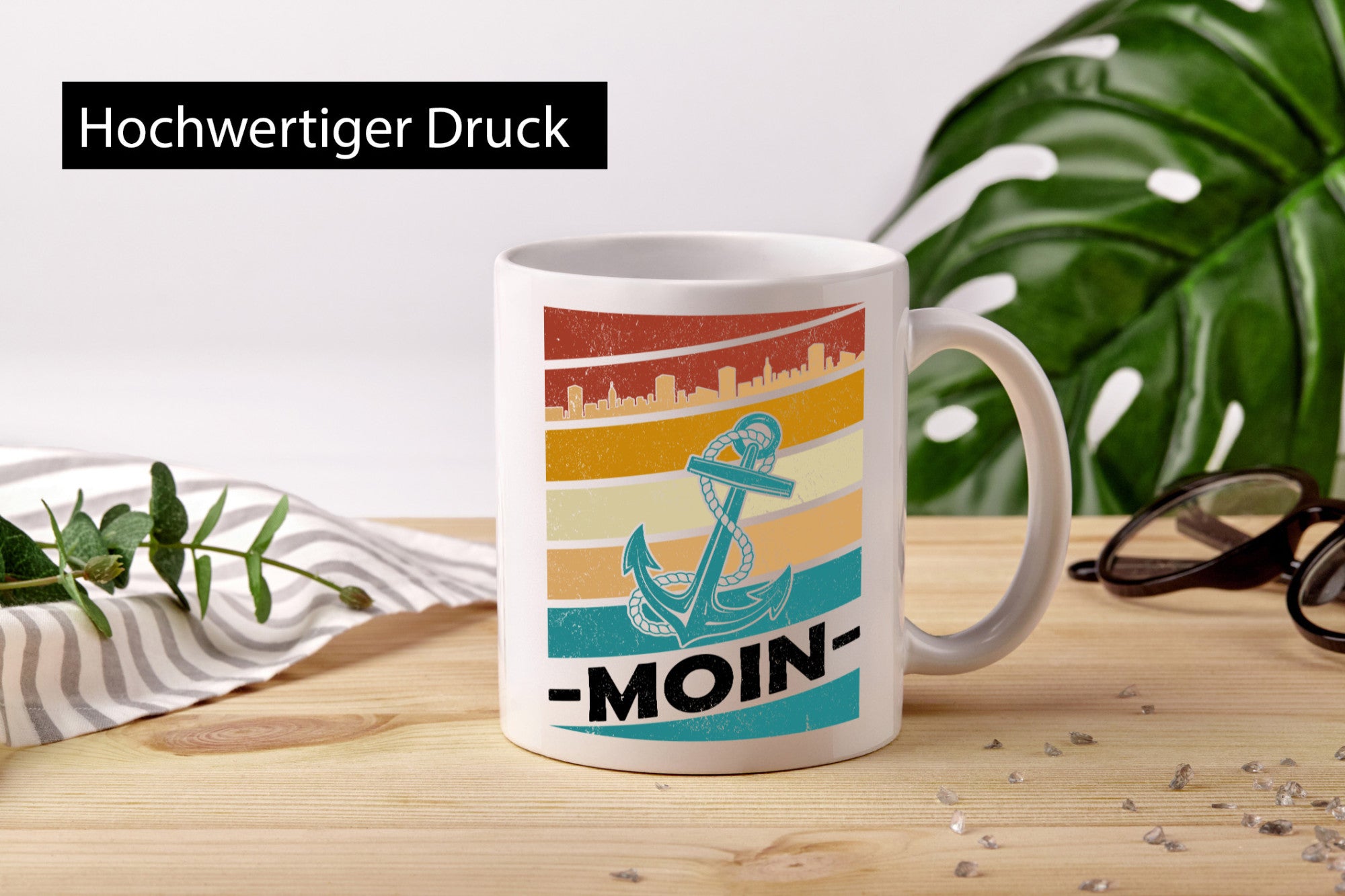 Moin | Kapitän Hafen Anker See Meer Segeln v2 Geschenk Humor Geschenkidee