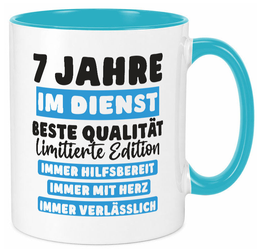 7 Jahre im Dienst | Jubiläum Arbeit v6 lustig Kollegen Büro Geschenk Tasse